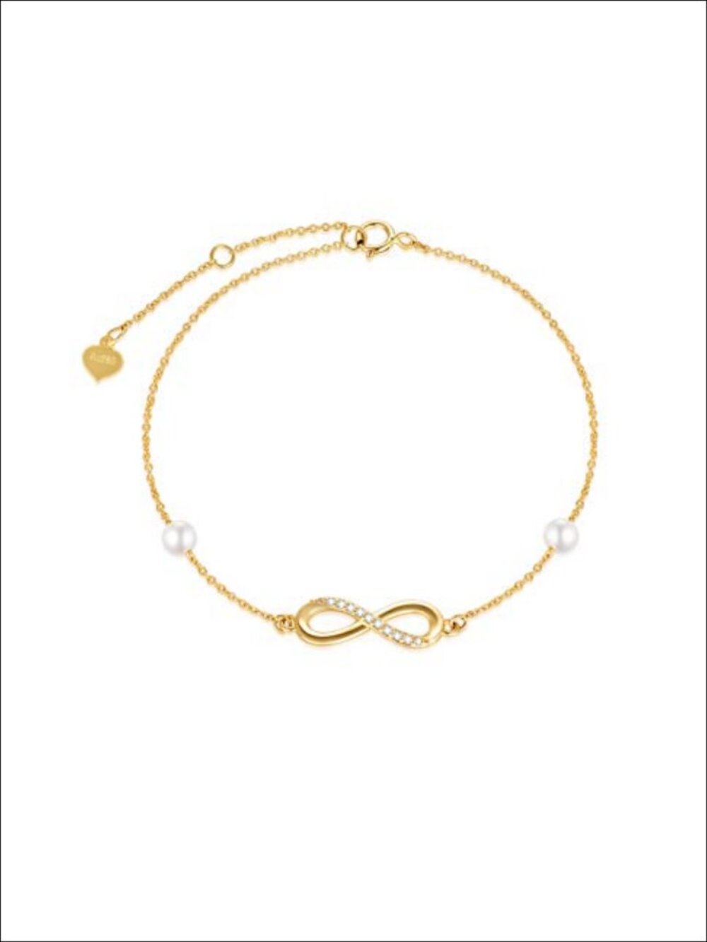 10k Real Gold Diamond Infinity Bracelet Natural Diamond Freshwater Pearl